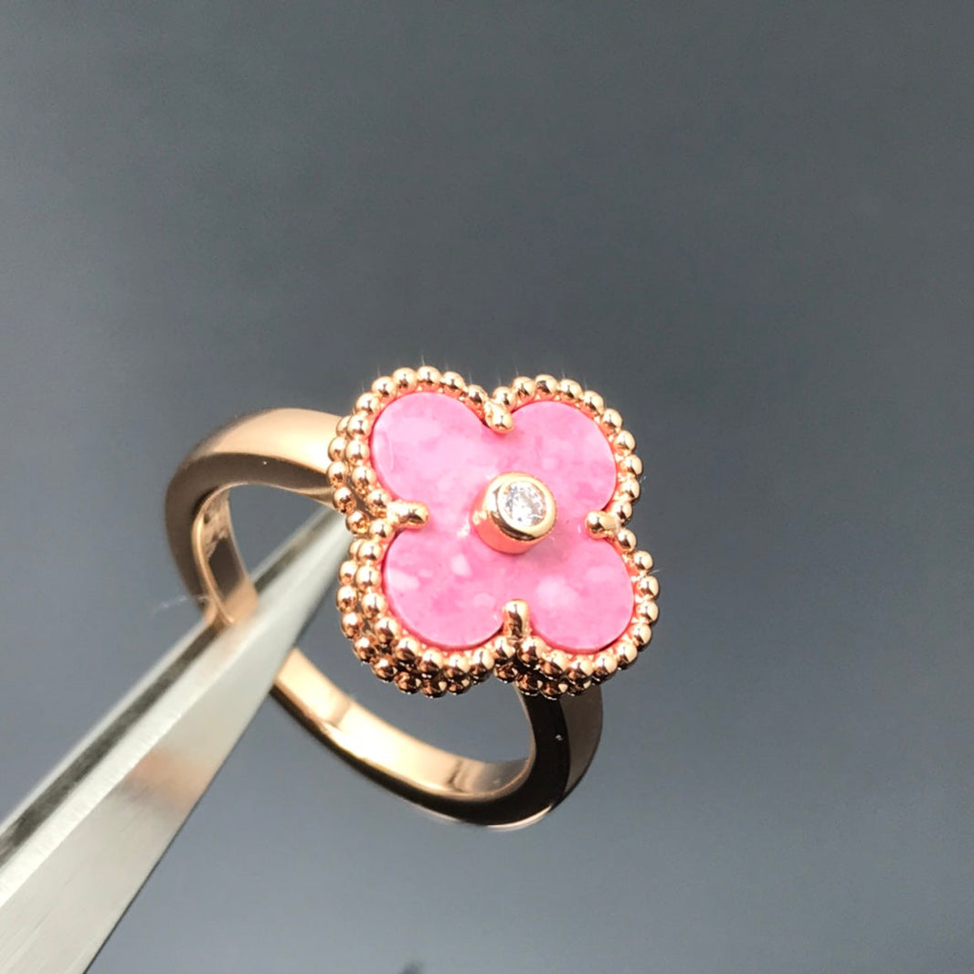 [Camiery]CLOVER RHODONITE ROSE GOLD RING