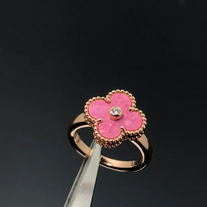 [Camiery]CLOVER RHODONITE ROSE GOLD RING