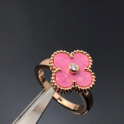 [Camiery]CLOVER RHODONITE ROSE GOLD RING