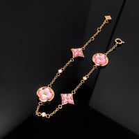 [Camiery]STAR AND SUN 4 MOTIF PINK MOP PINK GOLD BRACELET