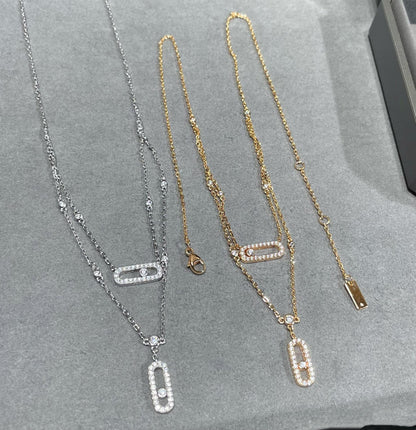 [Camiery]MOVE 2 ROW DIAMOND NECKLACE