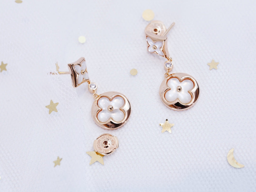 [Camiery]STAR AND SUN PINK GOLD MOP DROP EARRINGS