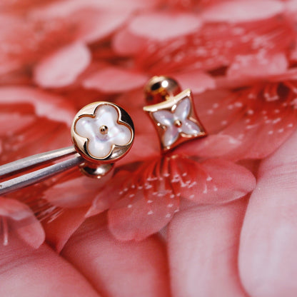 [Camiery]STAR AND SUN PINK GOLD MOP STUD EARRINGS
