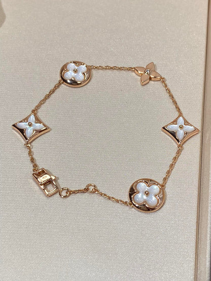 [Camiery]STAR AND SUN 5 MOTIF MOP PINK GOLD BRACELET