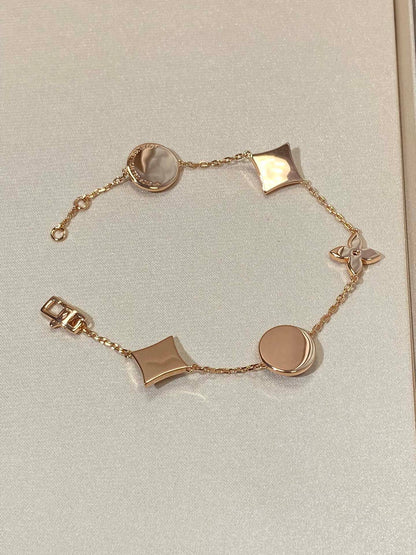 [Camiery]STAR AND SUN 5 MOTIF MOP PINK GOLD BRACELET