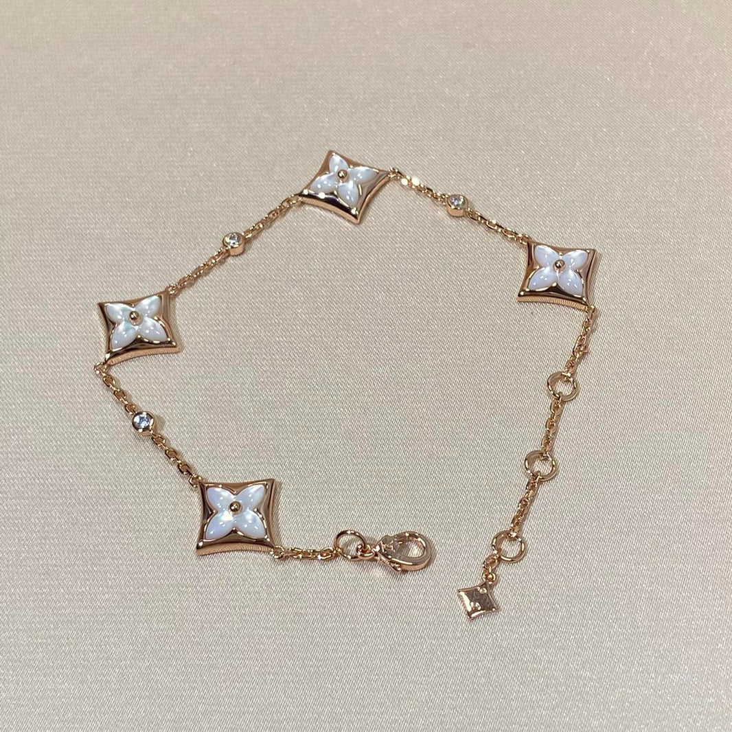 [Camiery]STAR 4 MOTIF MOP DIAMOND PINK GOLD BRACELET