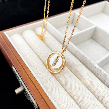 [Camiery]LUCKY MOVE MOP PINK GOLD NECKLACE
