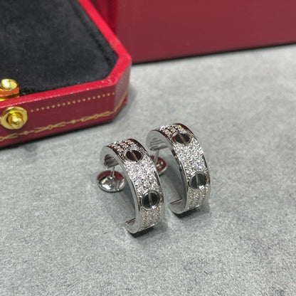 [Camiery] LOVE CERAMIC DIAMOND PAVED SILVER EARRINGS