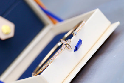 [Camiery]IDYLLE PINK GOLD OPEN BRACELET DIAMOND PAVED