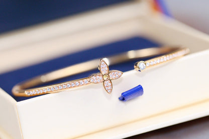 [Camiery]IDYLLE PINK GOLD OPEN BRACELET DIAMOND PAVED