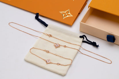 [Camiery]STAR PINK MOP 1 DIAMOND PINK GOLD NECKLACE