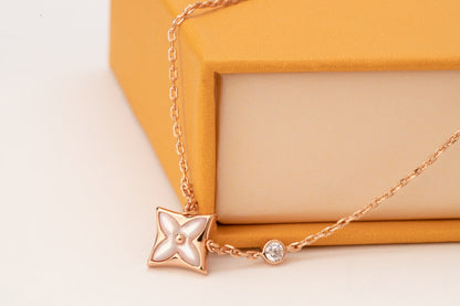 [Camiery]STAR PINK MOP 1 DIAMOND PINK GOLD NECKLACE