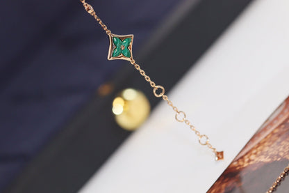 [Camiery]STAR AND SUN 4 MOTIF PINK GOLD MALACHITE BRACELET