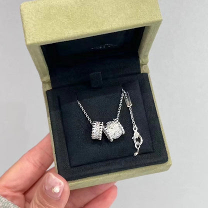 [Camiery]PERLEE DOUBLE PENDANT SILVER DIAMOND NECKLACE
