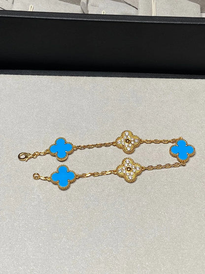 [Camiery] CLOVER 5 MOTIF BLUE AGATE BRACELET COLLECTION
