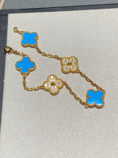 [Camiery] CLOVER 5 MOTIF BLUE AGATE BRACELET COLLECTION