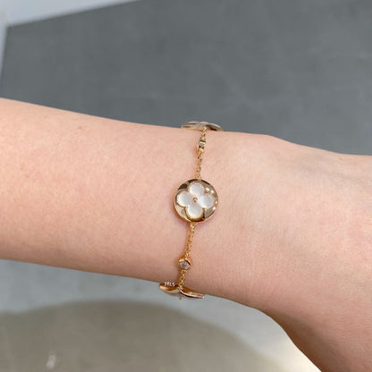 [Camiery]STAR AND SUN 4 MOTIF WHITE MOP PINK GOLD BRACELET