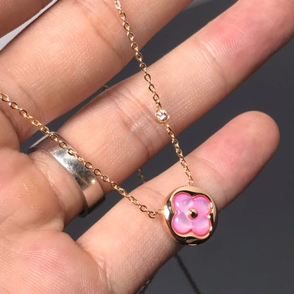 [Camiery]COLOR BLOSSOM PINK MOP SUN GOLD NECKLACE
