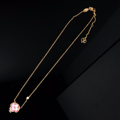 [Camiery]COLOR BLOSSOM PINK MOP SUN GOLD NECKLACE