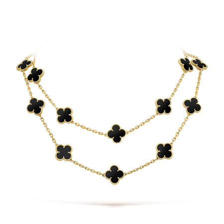 [Camiery]CLOVER 20 MOTIFS ONYX NECKLACE