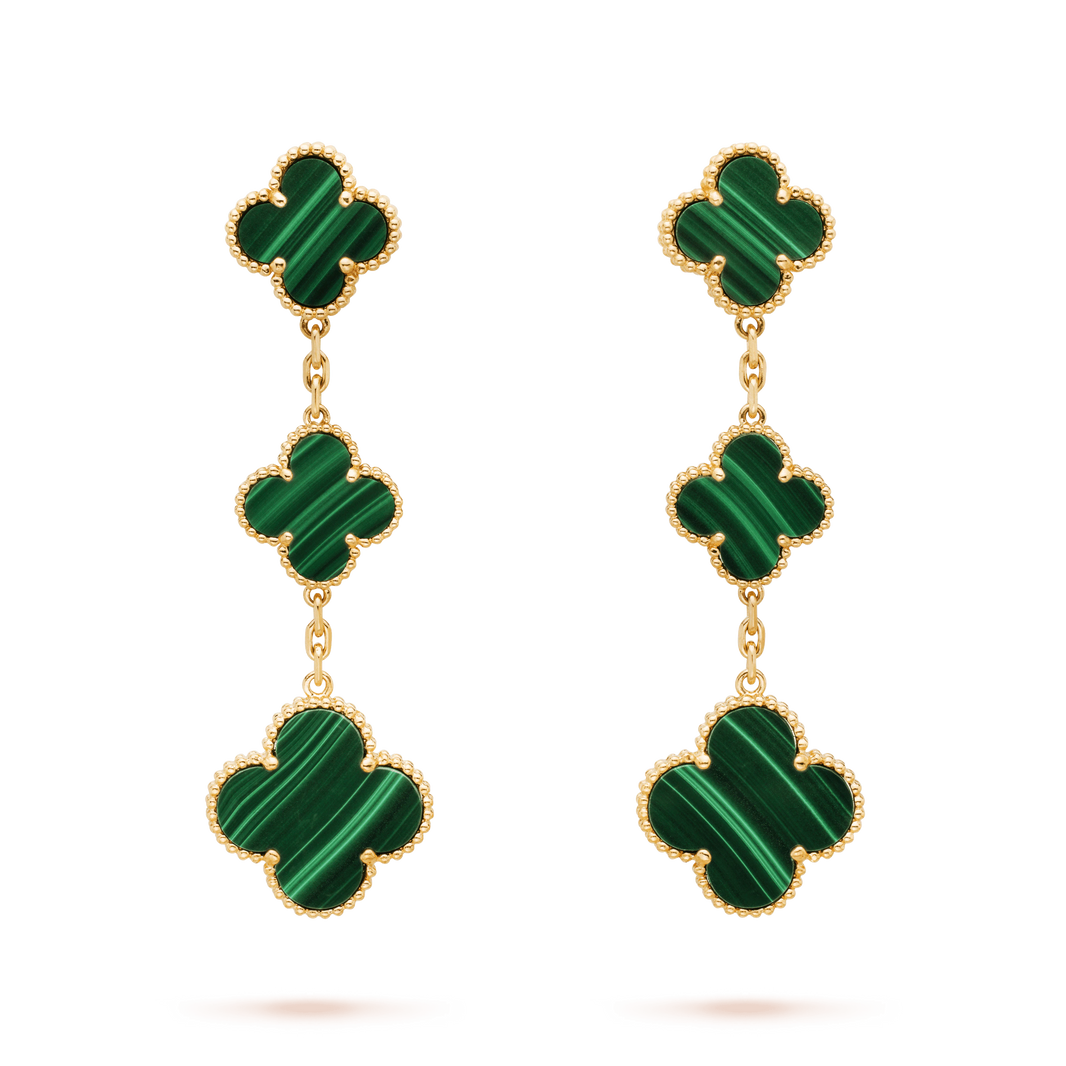 [Camiery]CLOVER MALACHITE 3 MOTIFS GOLD
