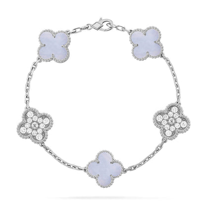 [Camiery] CLOVER 5 MOTIF PURPLE CHALCEDONY BRACELET COLLECTION