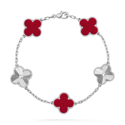 [Camiery] CLOVER 5 MOTIF RED CORNELIAN BRACELET COLLECTION