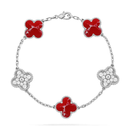 [Camiery]CLOVER 5 MOTIF RED PATTERN BRACELET COLLECTION