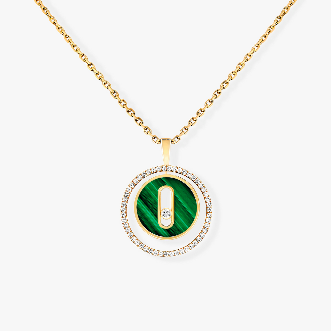 [Camiery]LUCKY MOVE 1 DIAMOND MALACHITE GOLD DIAMOND NECKLACE