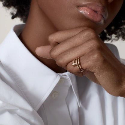 [Camiery] JUSTE RING 4.8MM HALF DIAMOND