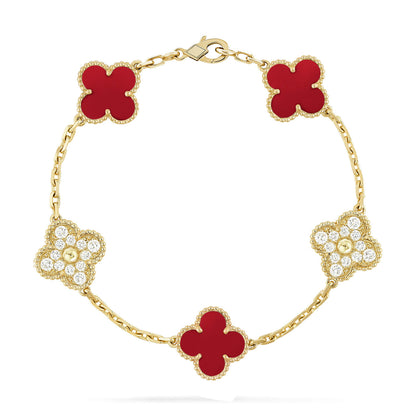 [Camiery] CLOVER 5 MOTIF RED CORNELIAN BRACELET COLLECTION