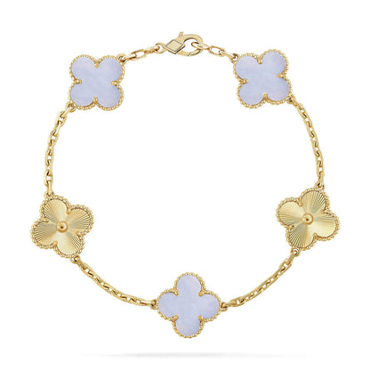 [Camiery] CLOVER 5 MOTIF PURPLE CHALCEDONY BRACELET COLLECTION