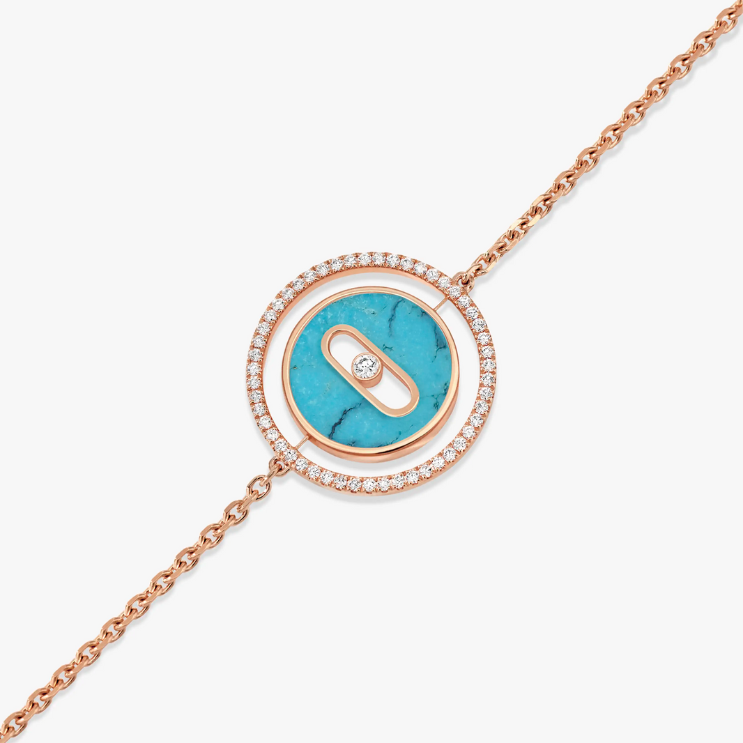 [Camiery]LUCKY MOVE TURQUOISE PINK GOLD DIAMOND BRACELET