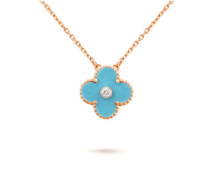 [Camiery]CLOVER 15MM DIAMOND SINGLE FLOWER NECKLACE COLLECTION