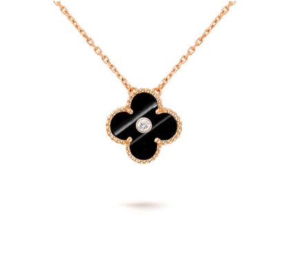 [Camiery]CLOVER 15MM DIAMOND SINGLE FLOWER NECKLACE COLLECTION