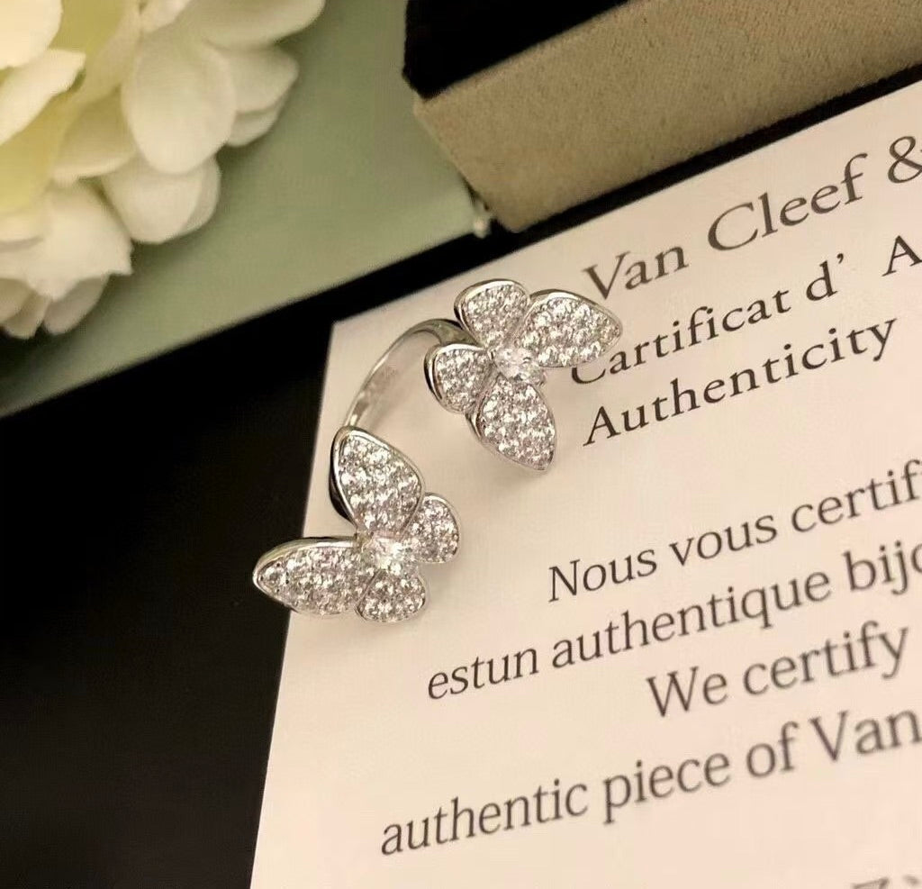 [Camiery]TWIN SILVER BUTTERFLY DIAMOND RING