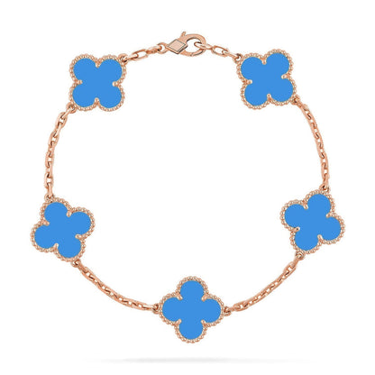 [Camiery] CLOVER 5 MOTIF BLUE AGATE BRACELET COLLECTION