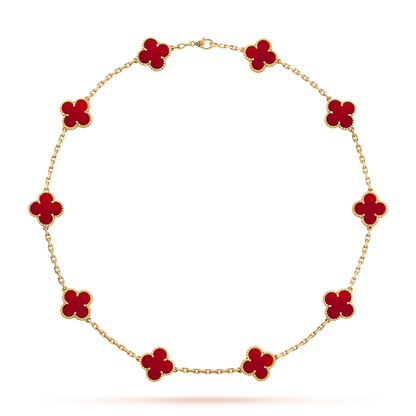 [Camiery]CLOVER 10 MOTIFS CARNELIAN NECKLACE