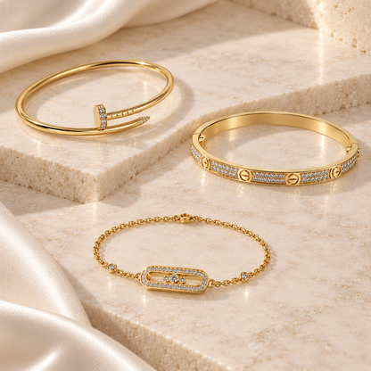 [Camiery] LOVE & JUSTE Baby Move Diamond Bracelet Stack Set