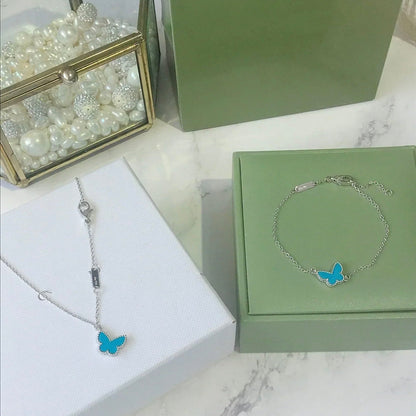 [Camiery]BUTTERFLY TURQUOISE BUTTERFLY BRACELET SILVER