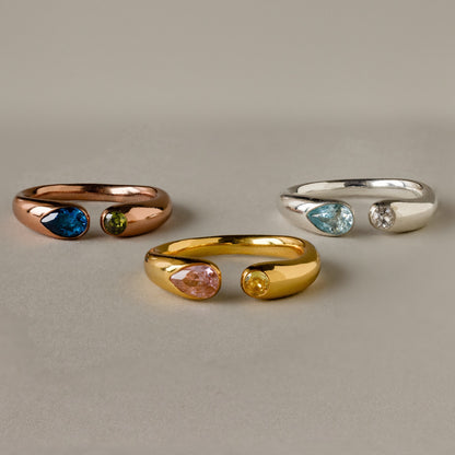 Toi et Moi Birthstone Signet Ring