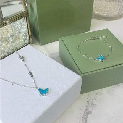 [Camiery]BUTTERFLY TURQUOISE BUTTERFLY BRACELET SILVER