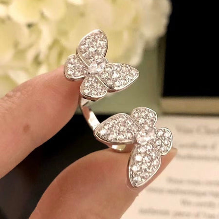[Camiery]TWIN SILVER BUTTERFLY DIAMOND RING