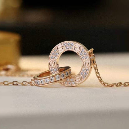 [Camiery] LOVE  FULL DIAMOND PENDANT NECKLACE