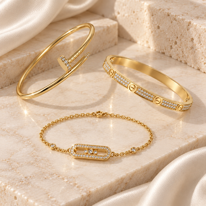 [Camiery] LOVE & JUSTE Baby Move Diamond Bracelet Stack Set