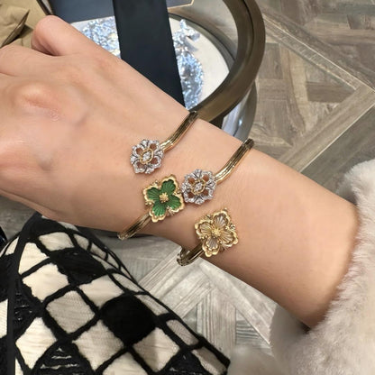 [Camiery JEWELRY] OPERA TULLE  GOLD BRACELET WITH ENAMEL BACKGROUND
