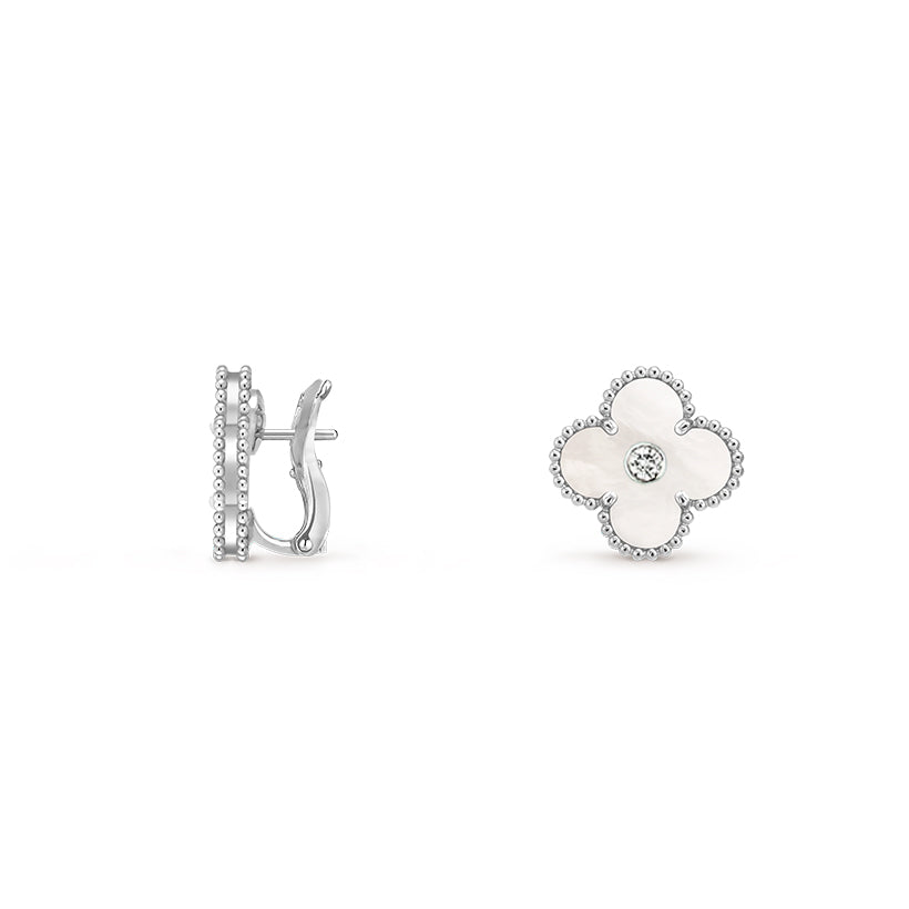 [Camiery]CLOVER SILVER 15MM MOP DIAMOND EARRINGS COLLECTION