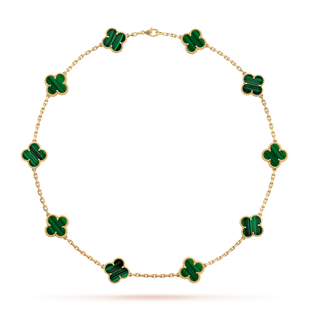 [Camiery]CLOVER 10 MOTIFS MALACHITE NECKLACE
