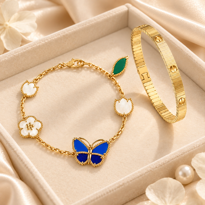 [Camiery] Lucky Spring Butterfly 5-Motif & LOVE Unlimited Bracelet Stack Set