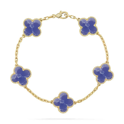 [Camiery] LOVE & JUSTE & Blue Veins Clover 5-Motif Diamond Bracelet Stack Set